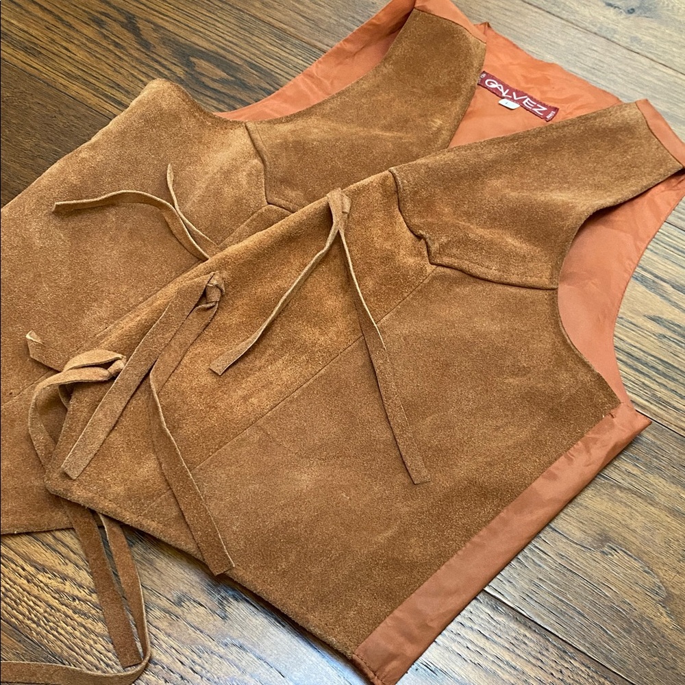 Vintage western leather fringe vest, brown suede, size S - Picture 4 of 14